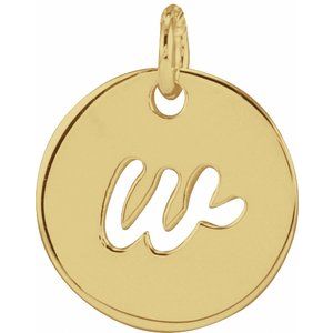 14K Yellow Script Initial W Pendant