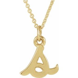 14K Yellow Petite Initial S 16" Necklace