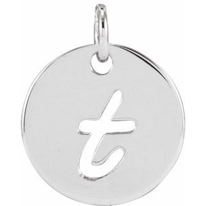 Sterling Silver Script Initial T Pendant