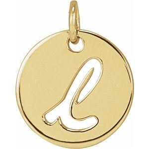 14K Yellow Script Initial L Pendant