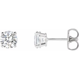 14K White 5mm :: 1 CTW Lab-Grown Diamond Stud Earrings