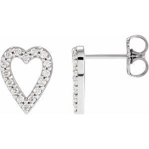 14K White 1/5 CTW Natural Diamond Heart Earrings