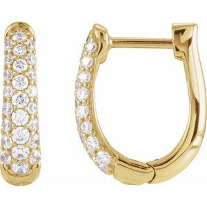 14K Yellow 1/2 CTW Natural Diamond Hoop Earrings