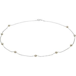 14K White Cultured White Freshwater Pearl 9-Station 18" Necklace