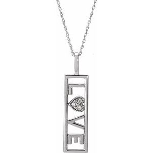 14K White .02 CTW Natural Diamond Love 18 Necklace