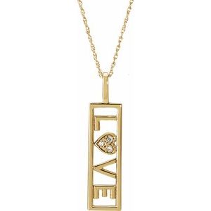 14K Yellow .02 CTW Natural Diamond Love 18" Necklace