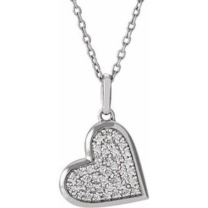 14K White 1/4 CTW Natural Diamond Heart 18 Necklace