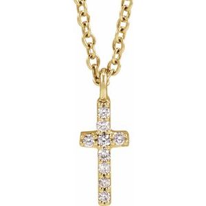 14K Yellow .03 CTW Natural Diamond Cross 18" Necklace