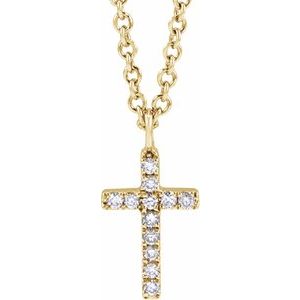 14K Yellow .04 CTW Natural Diamond Cross 18" Necklace