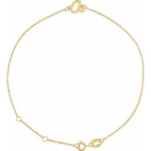 14K Yellow Initial A 6 1/2-7 1/2" Bracelet
