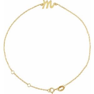 14K Yellow Initial M 6 1/2-7 1/2 Bracelet