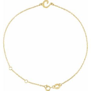 14K Yellow Initial C 6 1/2-7 1/2" Bracelet