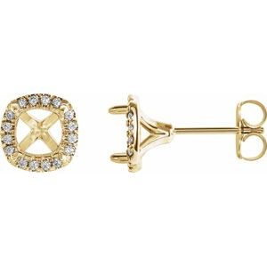 14K Yellow 5x5 mm Square 1/6 CTW Lab-Grown Diamond Semi-Set French-Set Earrings