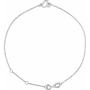 Sterling Silver Initial A 6 1/2-7 1/2" Bracelet