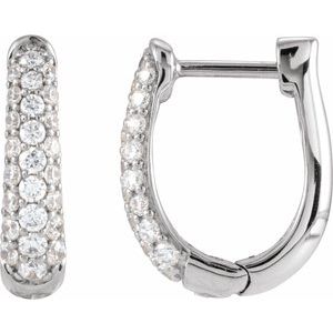 14K White 1/2 CTW Natural Diamond Hoop Earrings