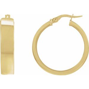 14K Yellow Flat Tube 23 mm Hoop Earrings