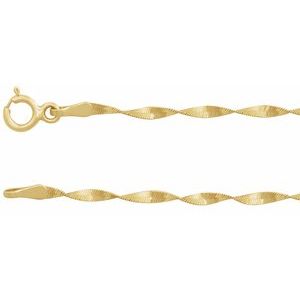 14K Yellow 1.6 mm Twisted Herringbone 7-16-18-20 Chain