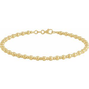 14K Yellow Beaded 7 Bracelet