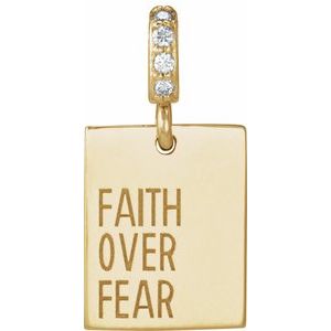 14K Yellow .02 CTW Natural Diamond Faith Over Fear Pendant