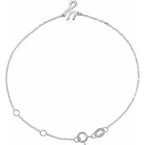 Sterling Silver Initial Y 6 1/2-7 1/2" Bracelet