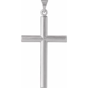 14K White 31.5x20 mm Cross Pendant