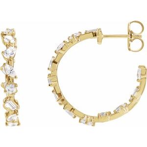 14K Yellow 2 CTW Lab-Grown Diamond 25.4 mm Hoop Earrings