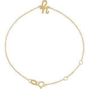 14K Yellow Initial H 6 1/2-7 1/2" Bracelet
