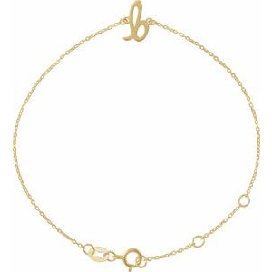 14K Yellow Initial B 6 1/2-7 1/2" Bracelet