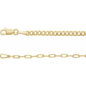 14K Yellow 2.7 mm Curb & Paperclip-Style 20 Chain