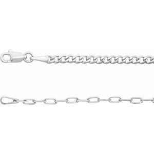 Sterling Silver 2.7 mm Curb & Paperclip-Style 7" Chain