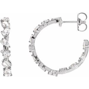 14K White 2 CTW Lab-Grown Diamond 25.4 mm Hoop Earrings