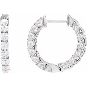 14K White 2 1/5 CTW Natural Diamond Inside-Outside Hoop Earrings
