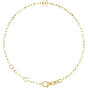 14K Yellow Sans Serif Initial K 6 1/2-7 1/2 Bracelet