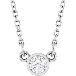 14K White 1/10 CT Lab-Grown Diamond Solitaire 18" Necklace