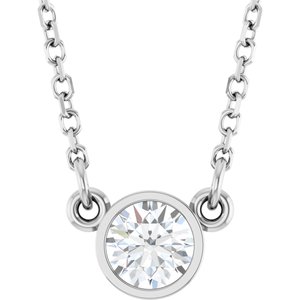 Sterling Silver Stuller Lab-Grown Moissanite Solitaire 18" Necklace