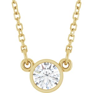 14K Yellow 1/4 CT Natural Diamond Solitaire 18 Necklace