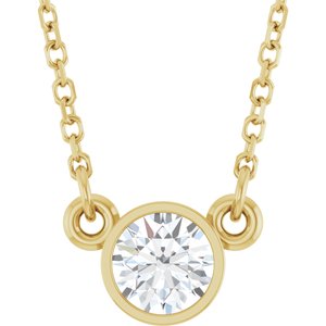 14K Yellow 1/3 CT Natural Diamond Solitaire 18 Necklace