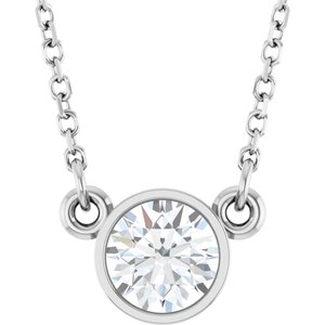 14K White 1/2 CT Lab-Grown Diamond Solitaire 18" Necklace