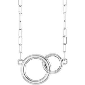 14K White  Interlocking Circle 18 Necklace
