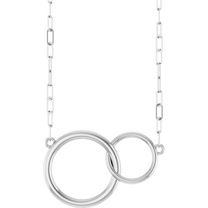 14K White  Interlocking Circle 18 Necklace