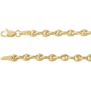 14K Yellow 3.8 mm Hollow Puffed Anchor 18-20 Chain
