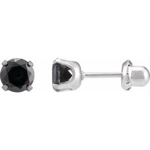 Stainless Steel 5 mm Imitation Black Cubic Zirconia  Inverness�� Piercing Earrings