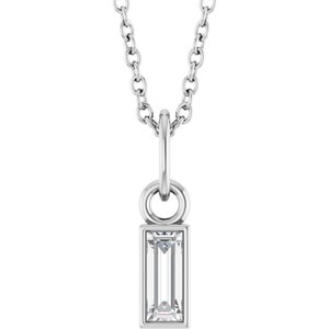 14K White 1/6 CT Lab-Grown Diamond Bezel-Set 16-18" Necklace