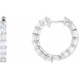 14K White 3 CTW Lab-Grown Diamond Inside-Outside 21.2 mm Hoop Earrings