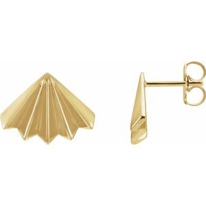 14K Yellow Fan Stud Earrings