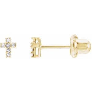14K Yellow .02 CTW Natural Diamond Inverness® Cross Piercing Earrings