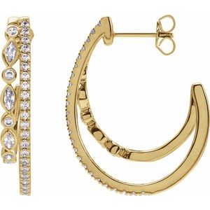 14K Yellow 1 1/5 CTW Lab-Grown Diamond 30.5 mm Hoop Earrings