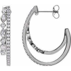 14K White 1 1/5 CTW Lab-Grown Diamond 30.5 mm Hoop Earrings