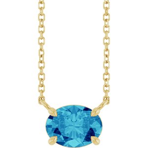 14K Yellow Natural Blue Zircon 18 Necklace