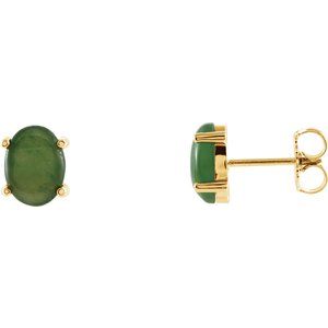 14K Yellow Natural Nephrite Jade Earrings